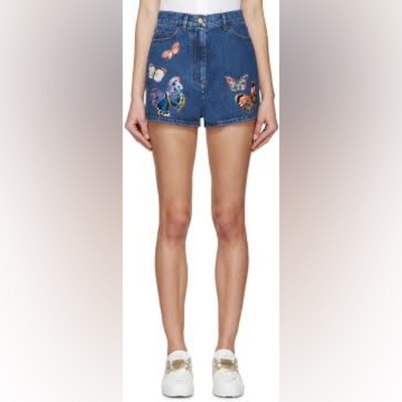 Valentino Pants - Valentino Jamaica High-rise Denim Embroidered Butterfly Shorts size 27/ US 4
